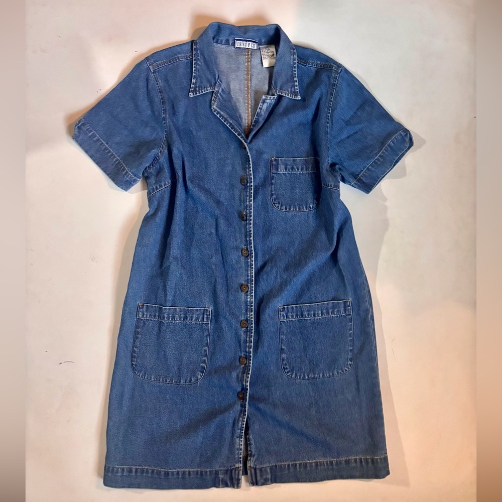 90s Vintage Erika & Co. Denim Button-Down Dress